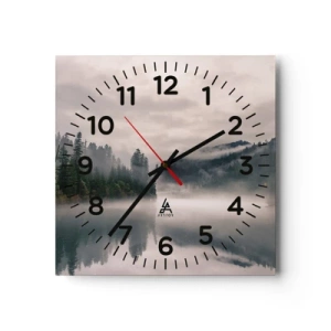 Wall clock - Clock on glass - Musing in the Fog - 40x40 cm