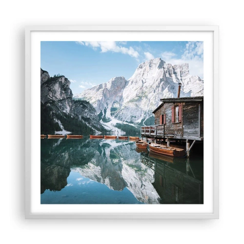 Poster in white frmae - Crystal, Mountain Morning - 60x60 cm