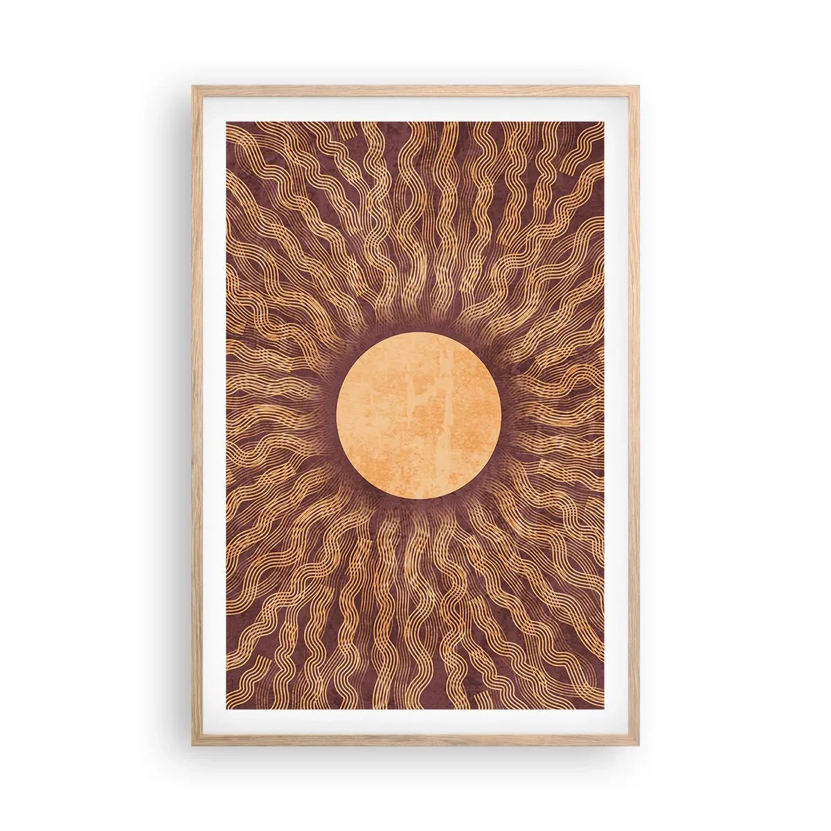 Poster in light oak frame - Sun Icon - 61x91 cm