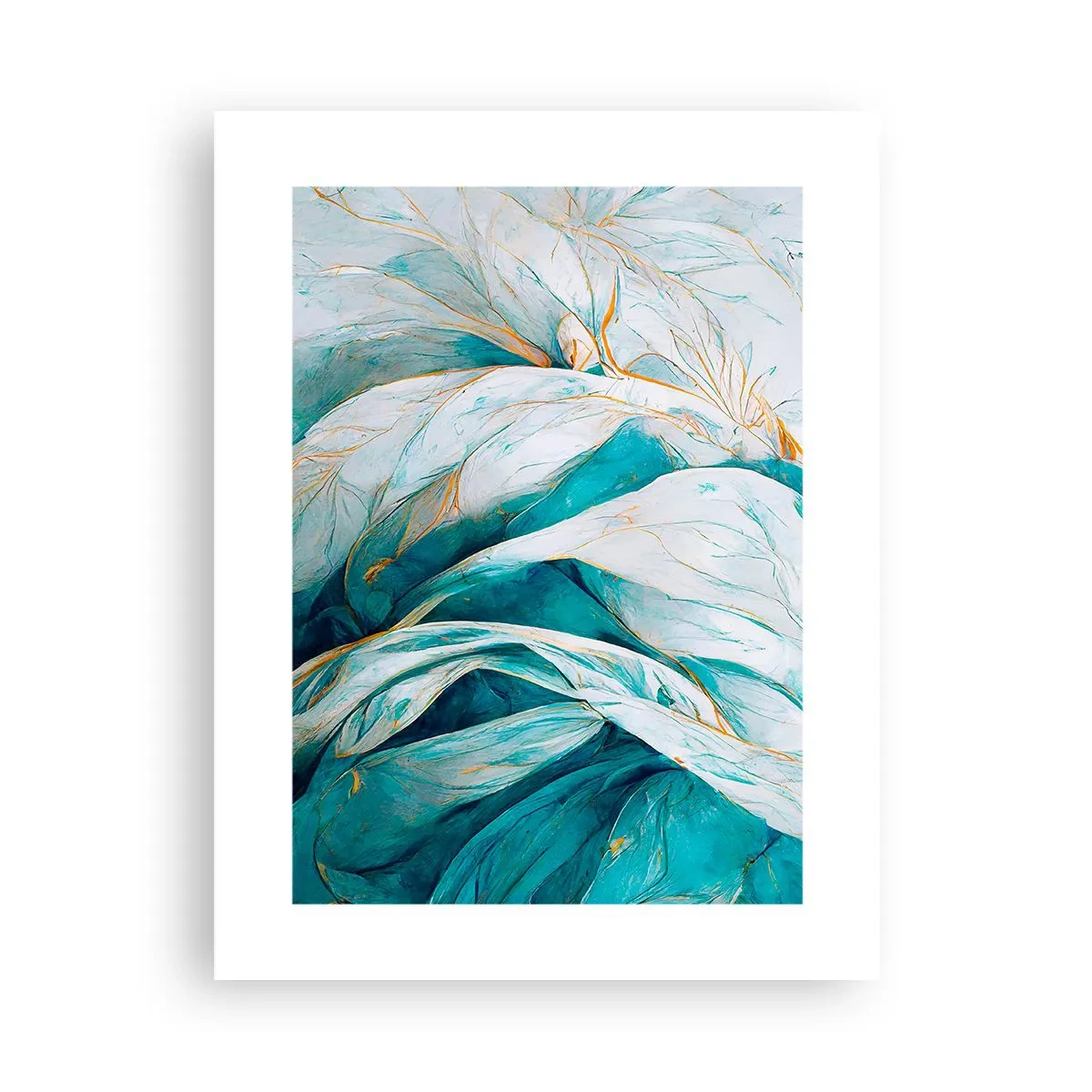 Poster - Blue Abstract with a Golden Motif - 30x40 cm
