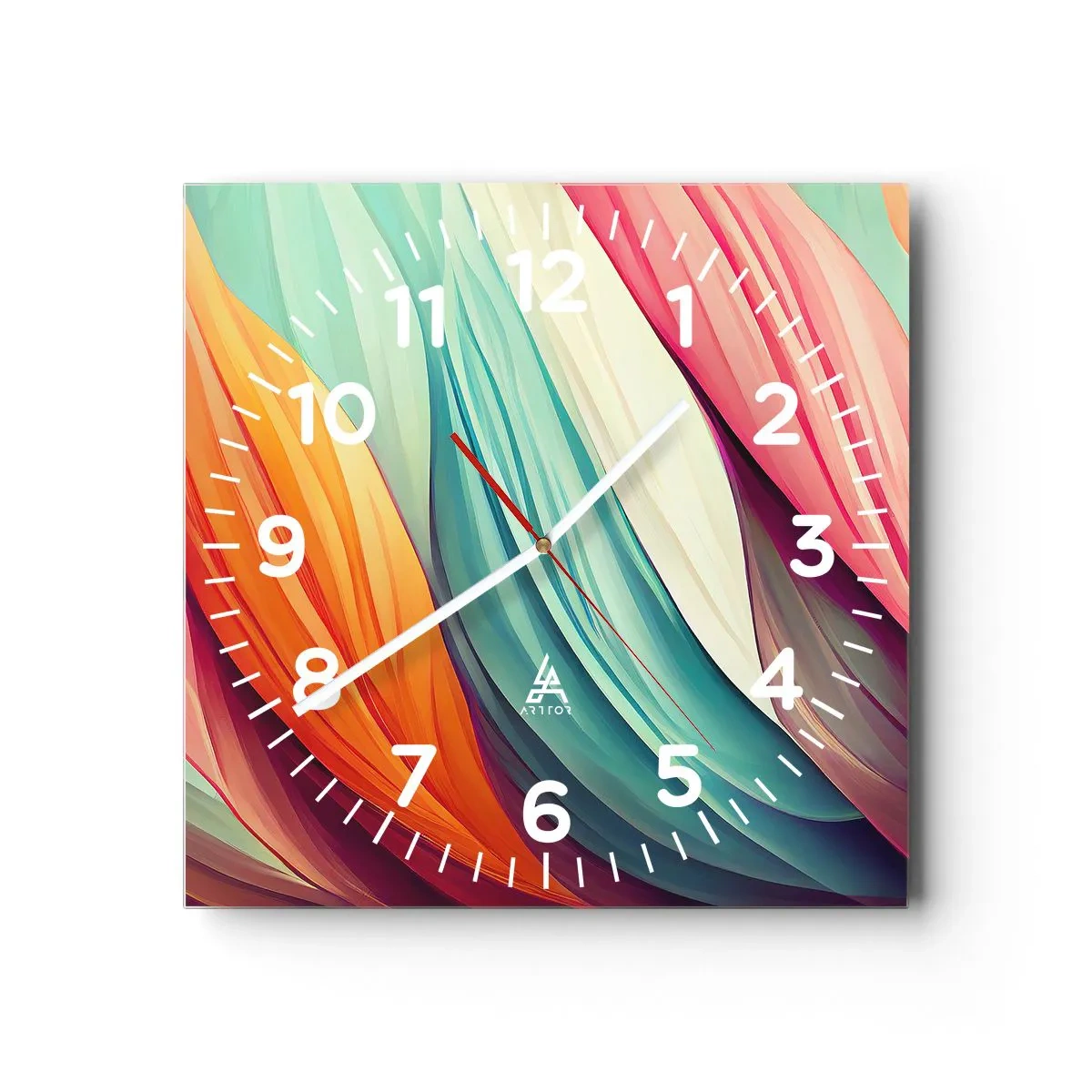 Wall clock - Clock on glass - Rainbow Knot - 40x40 cm