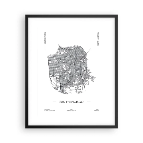 Poster in black frame - Anatomy of San Francisco - 40x50 cm