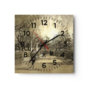 Wall clock - Clock on glass - Moment Stopped with a Feather - 40x40 cm