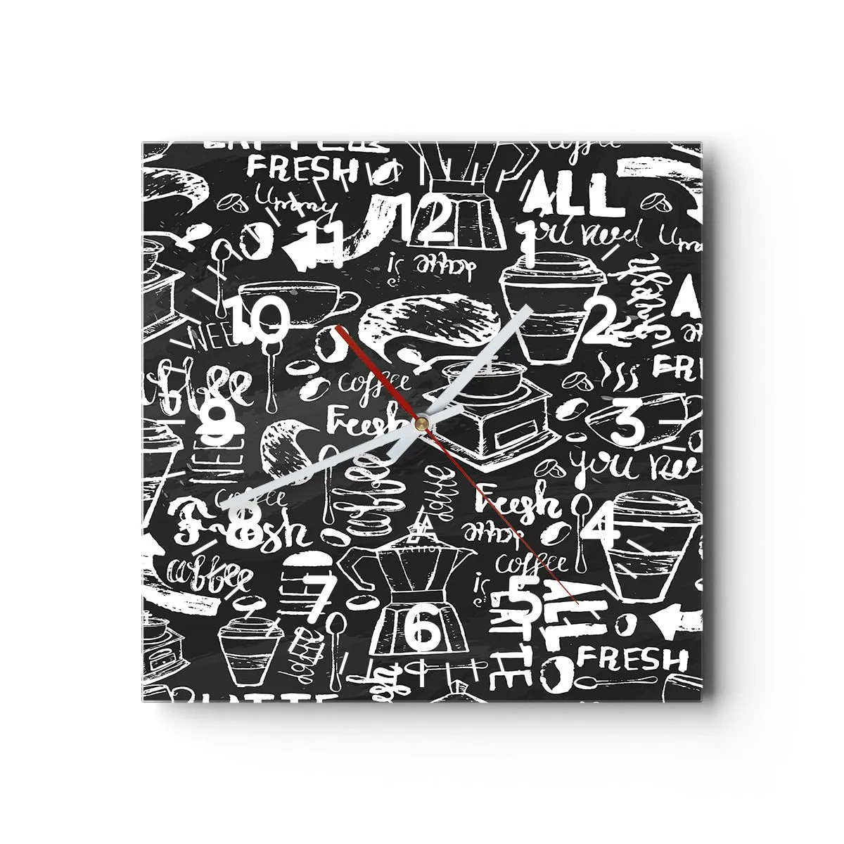 Wall clock - Clock on glass - All You Need Is… - 30x30 cm