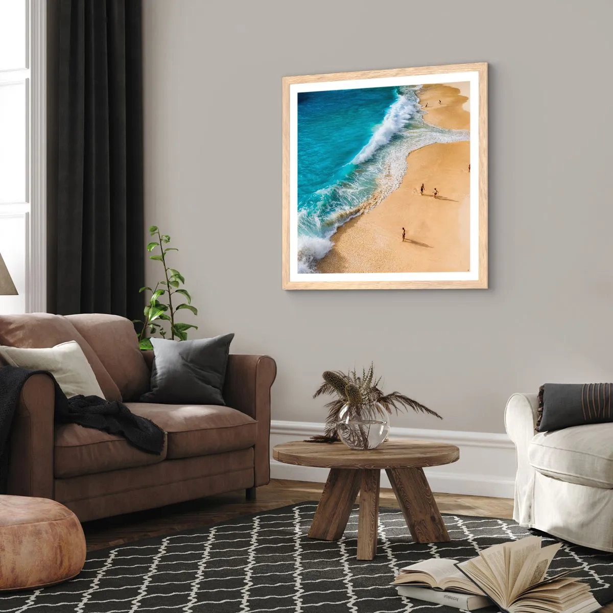 Poster in light oak frame - And Next the Sun, Beach… - 50x50 cm