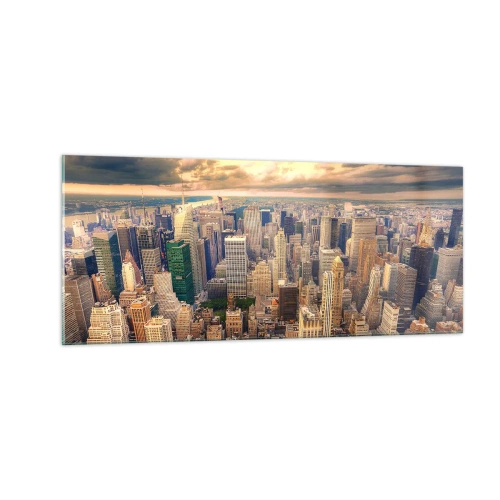 Glass picture - Metropolis in Gold - 100x40 cm
