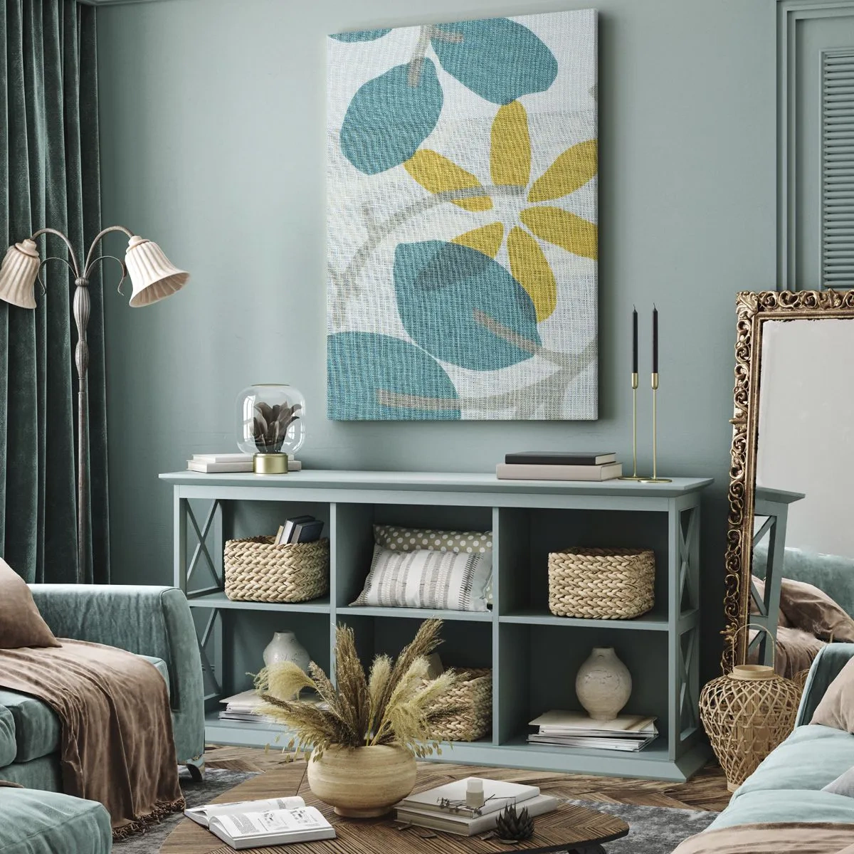 Canvas picture - Among Azure Leaves - 65x120 cm