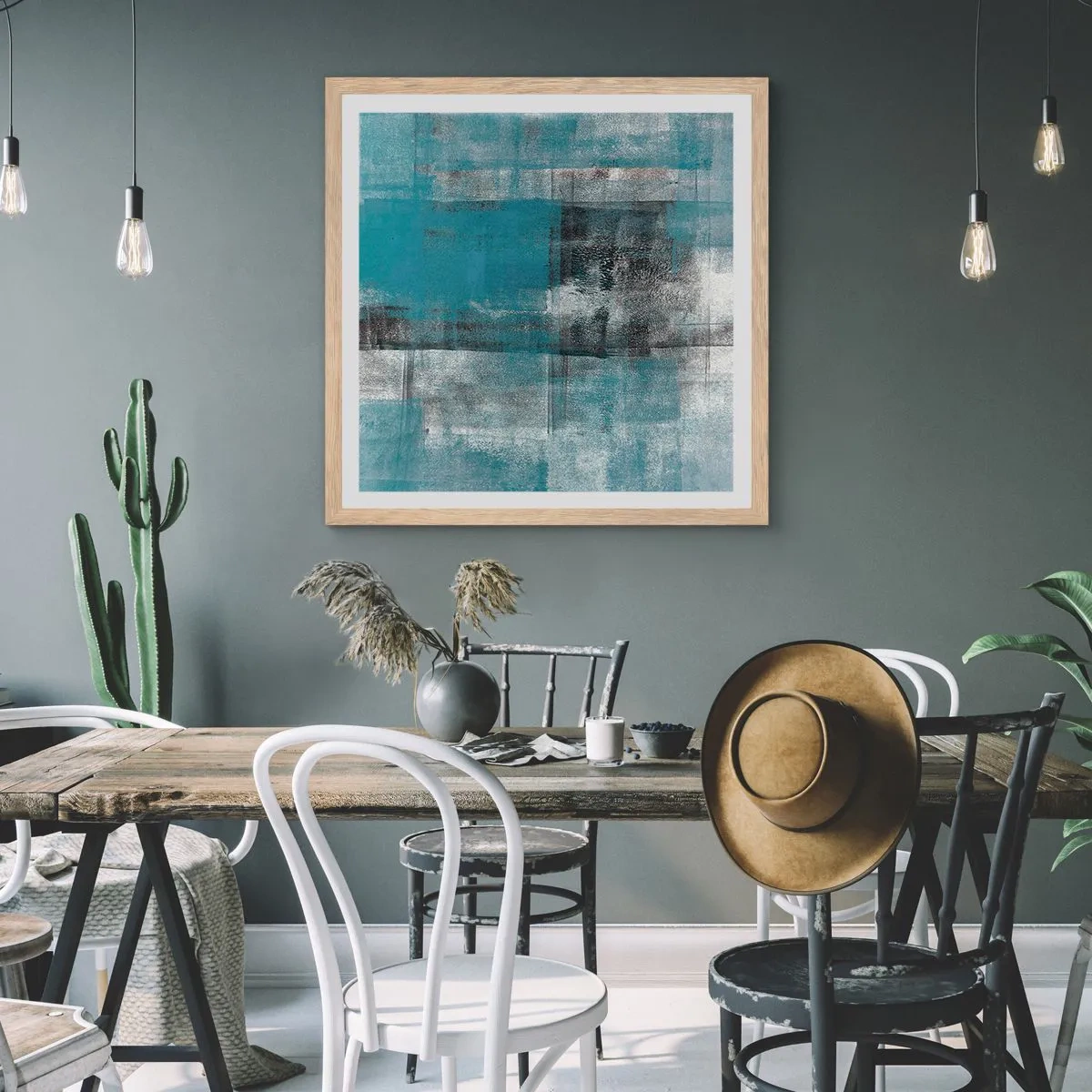 Poster in light oak frame - Water and Air - 60x60 cm