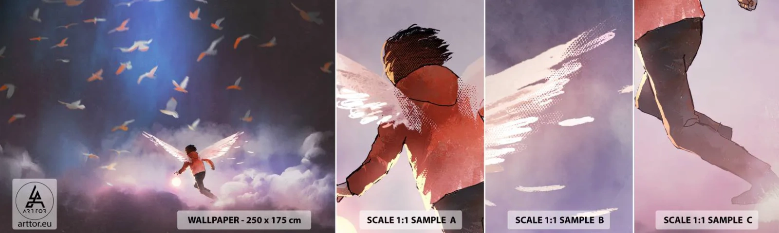 Photo Wallpaper Sample Standard Eco - You Need to Have Imagination and Courage - Abstraction, Fantasy, Icarus - 100x30 cm