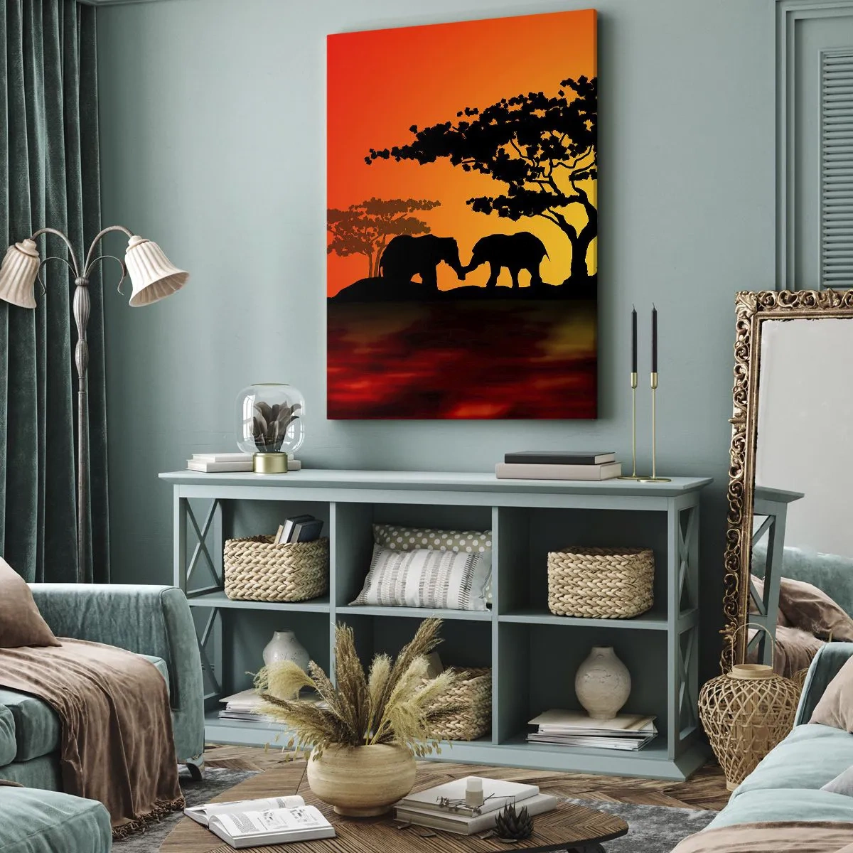 Canvas picture - Encounter on a Savannah - 55x100 cm