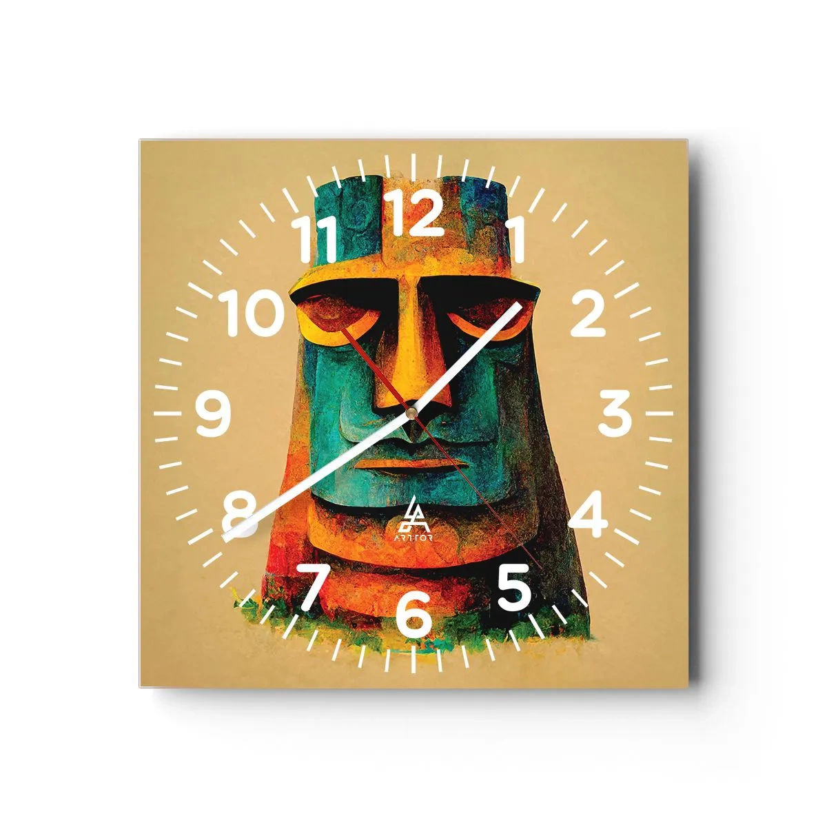 Wall clock - Clock on glass - Statuesque but Friendly - 40x40 cm