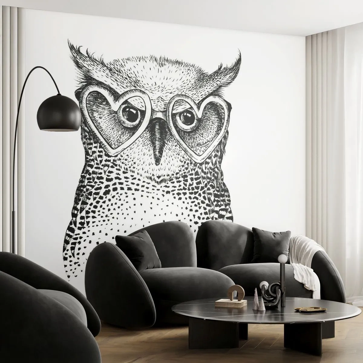 Photo Wallpaper Premium Canvas - Wise And With Love - Owl, For children, Animals - 200x140 cm