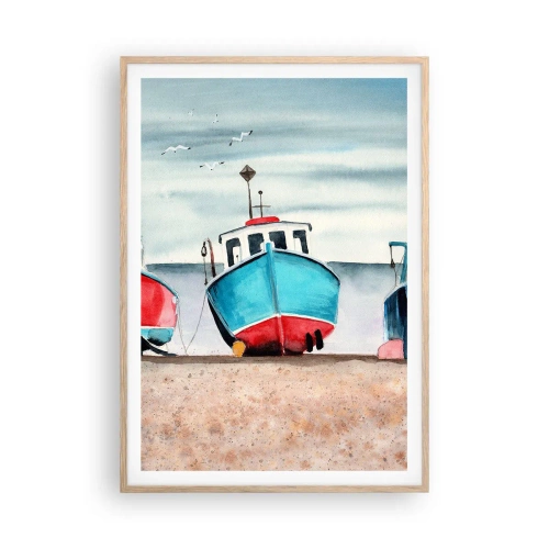 Poster in light oak frame - Ready for Fishing - 70x100 cm