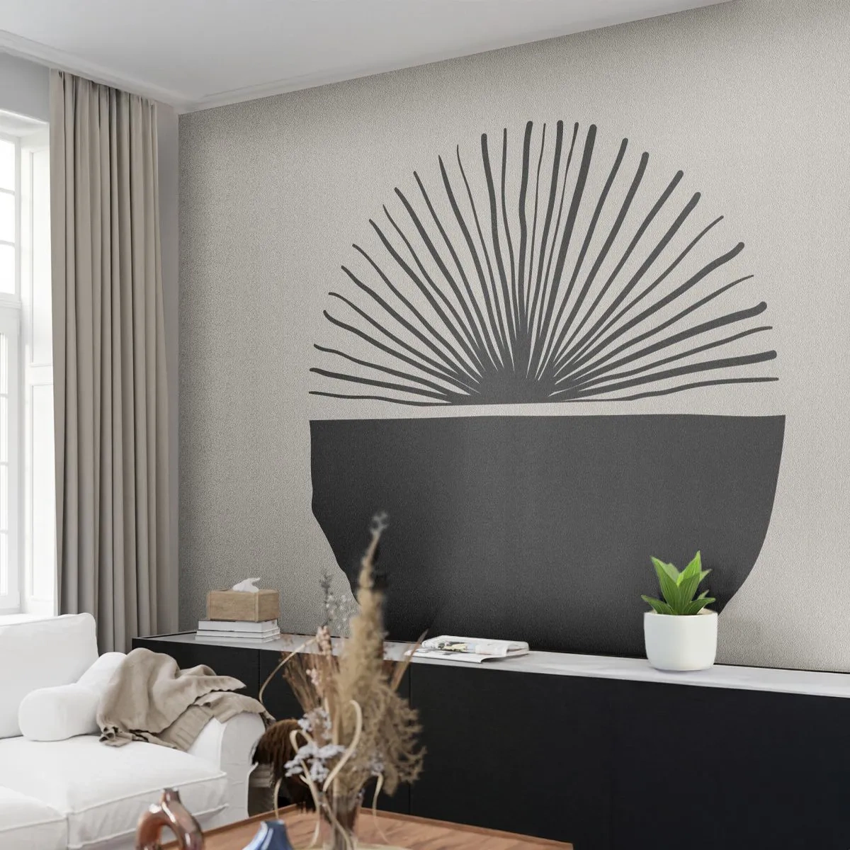 Photo Wallpaper Premium Sand - Fan of Possibilities - Boho, Minimalistic, Sketch - 100x70 cm