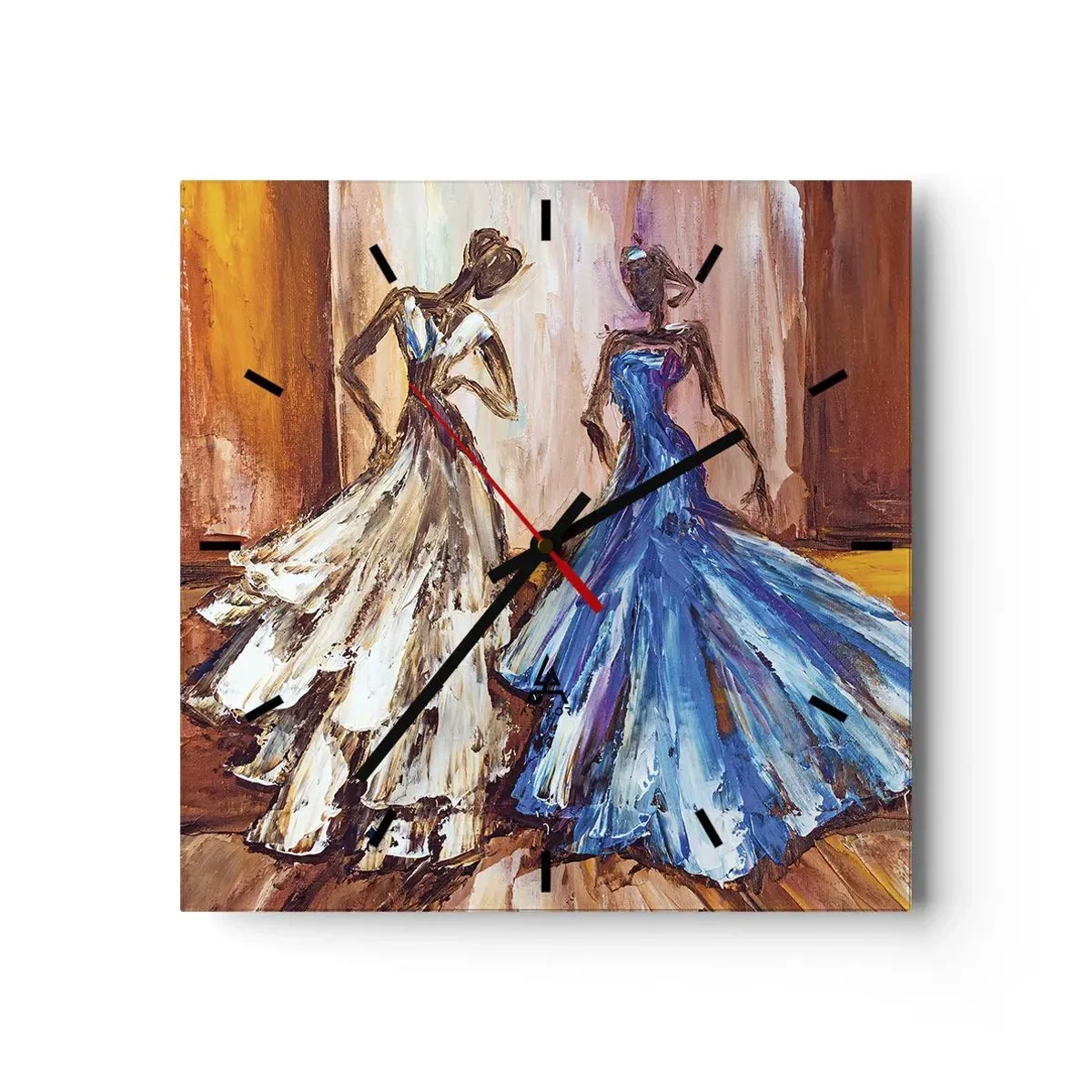 Wall clock - Clock on glass - Charming Duo - 30x30 cm