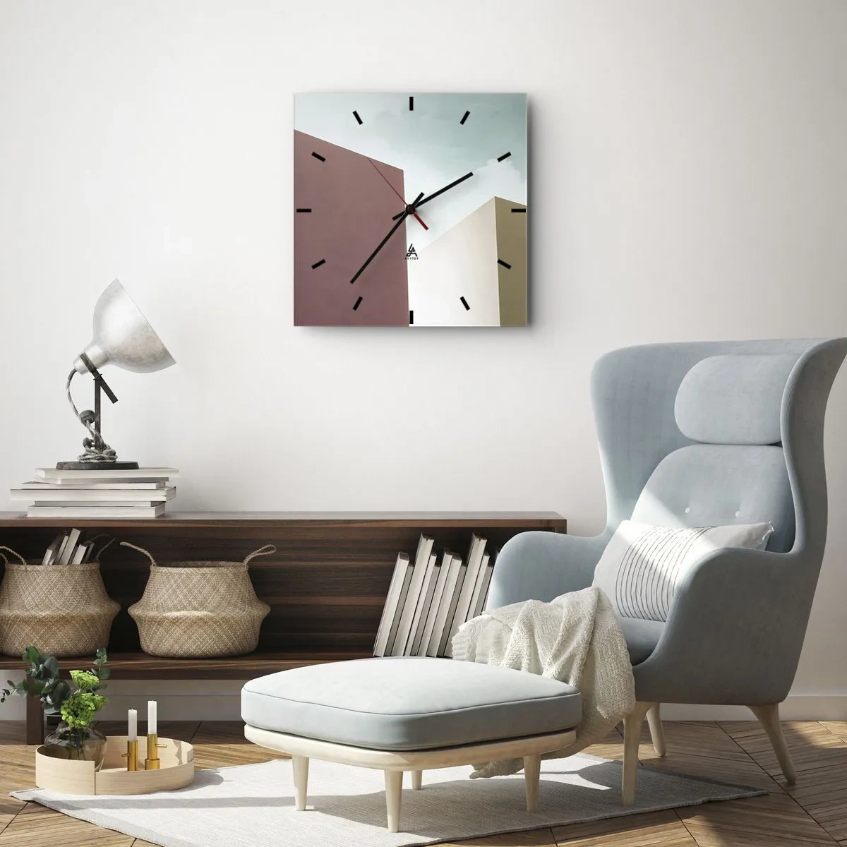 Wall clock - Clock on glass - Geometry of a Sunny summer - 40x40 cm