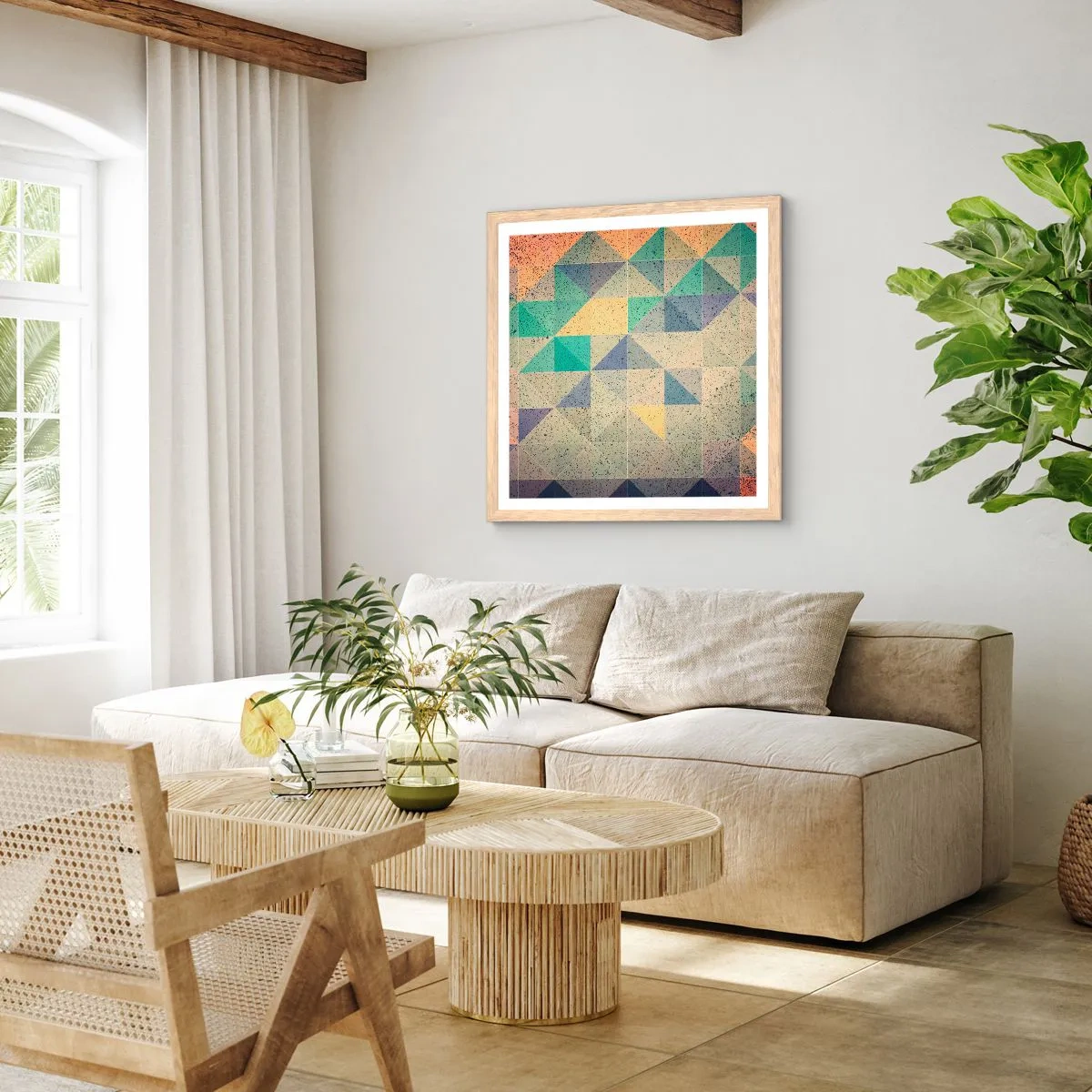 Poster in light oak frame - The Republic of Triangles - 50x50 cm