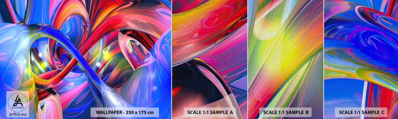 Photo Wallpaper Sample Premium Sand - Dance of Colours - Abstraction, 3D, Graphics - 100x30 cm