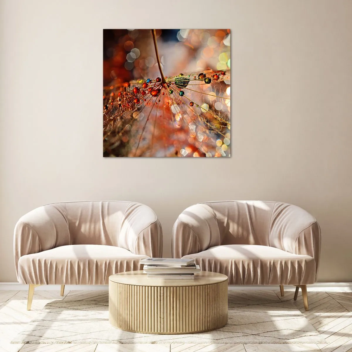 Glass picture - Strung on a Spider's Web - 60x60 cm