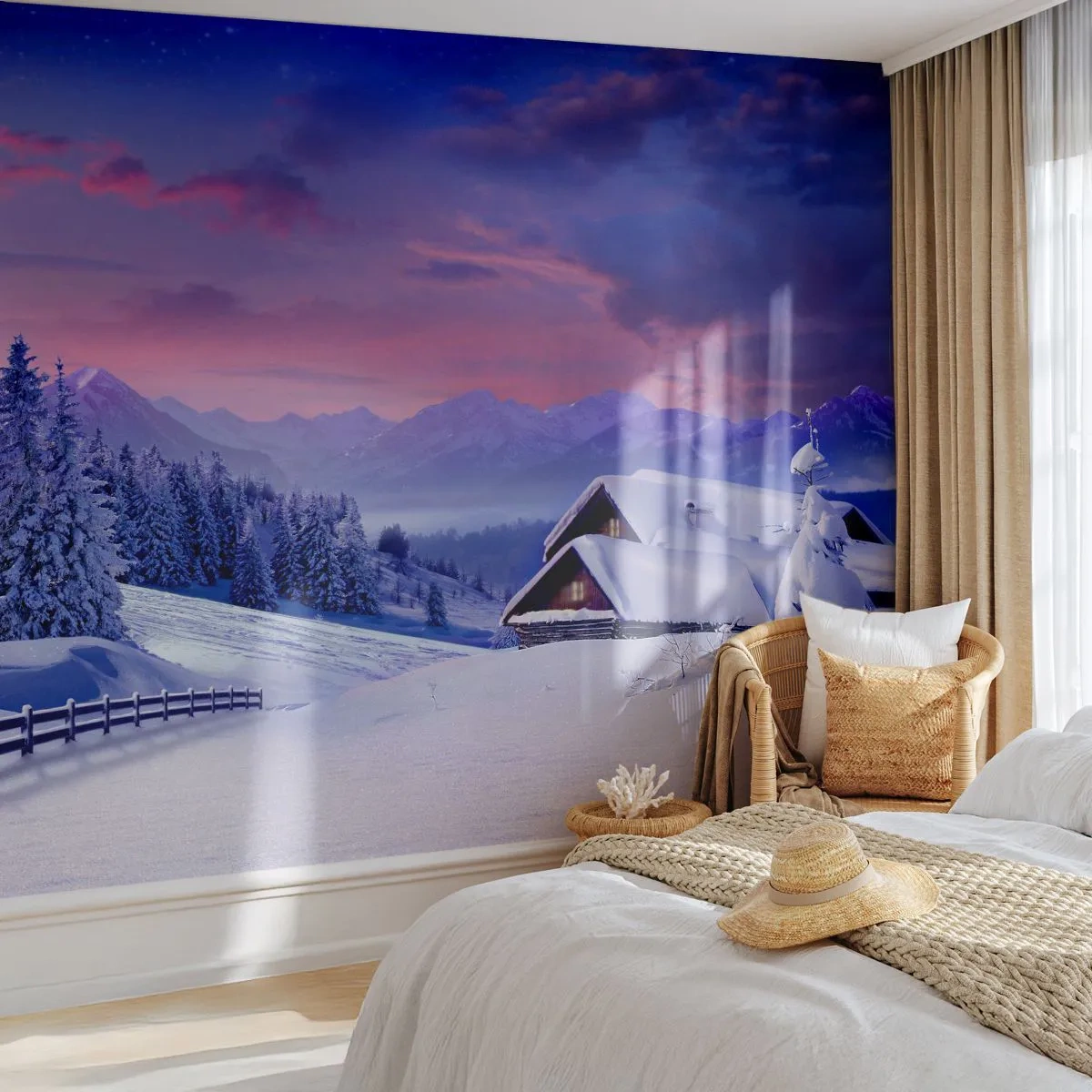 Photo Wallpaper Premium Canvas - Silent Night - Landscape, Winter, Alps - 100x70 cm