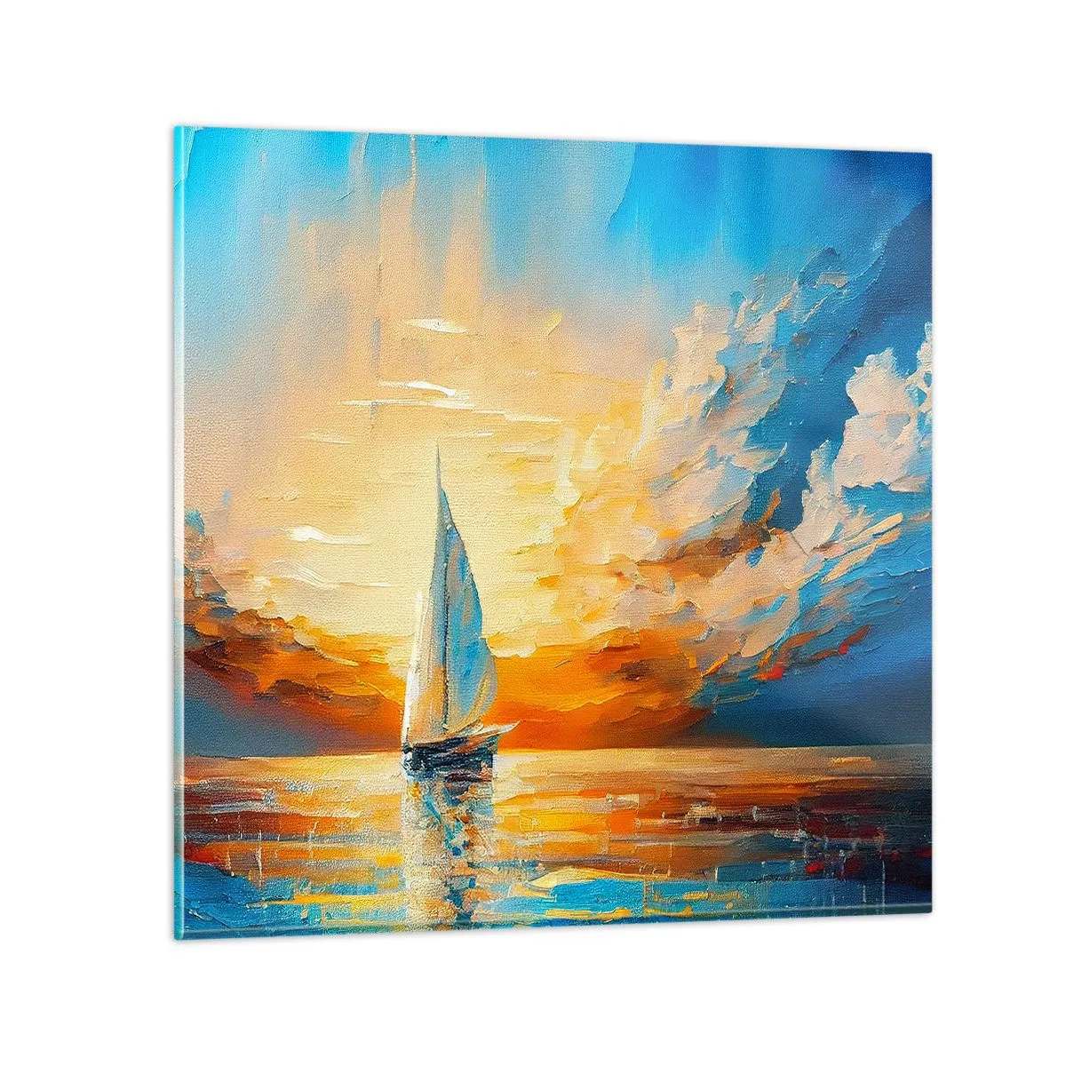 Glass picture - Sailing in Gold - 40x40 cm