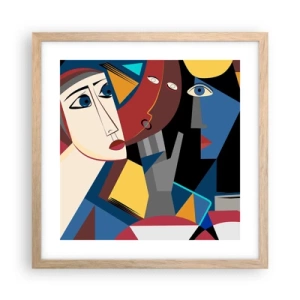 Poster in light oak frame - Conversation of Cubists - 40x40 cm