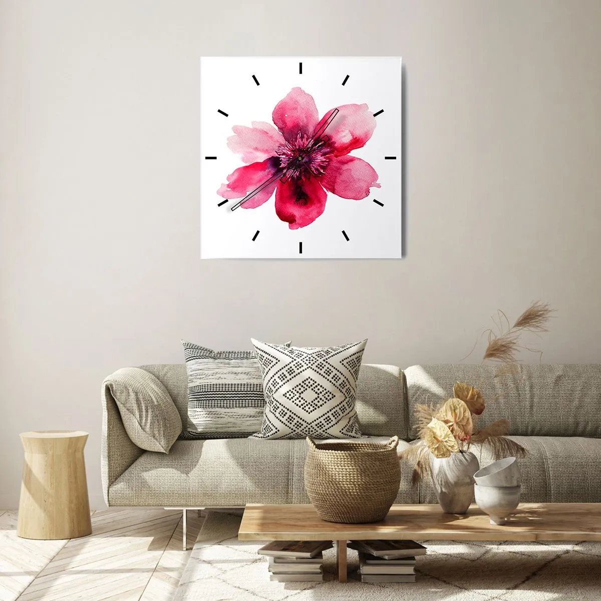 Wall clock - Clock on glass - Carmine, Fragrant Kiss - 40x40 cm