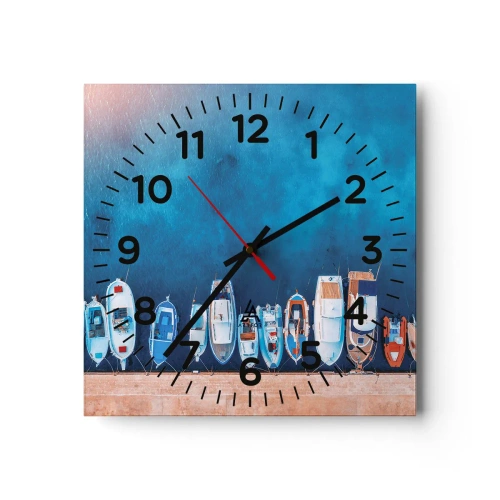 Wall clock - Clock on glass - In One Row - 40x40 cm