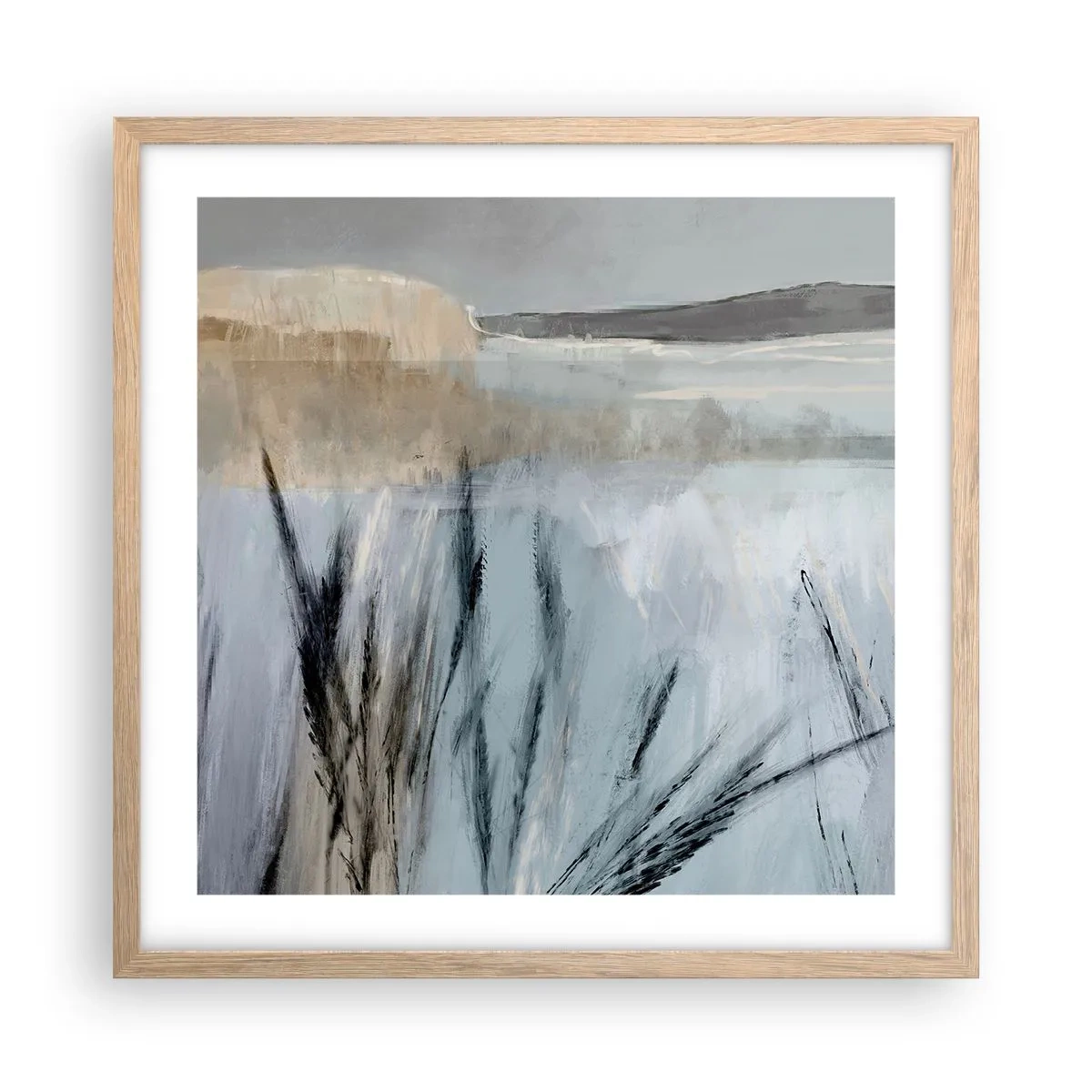 Poster in light oak frame - Winter Fields - 50x50 cm