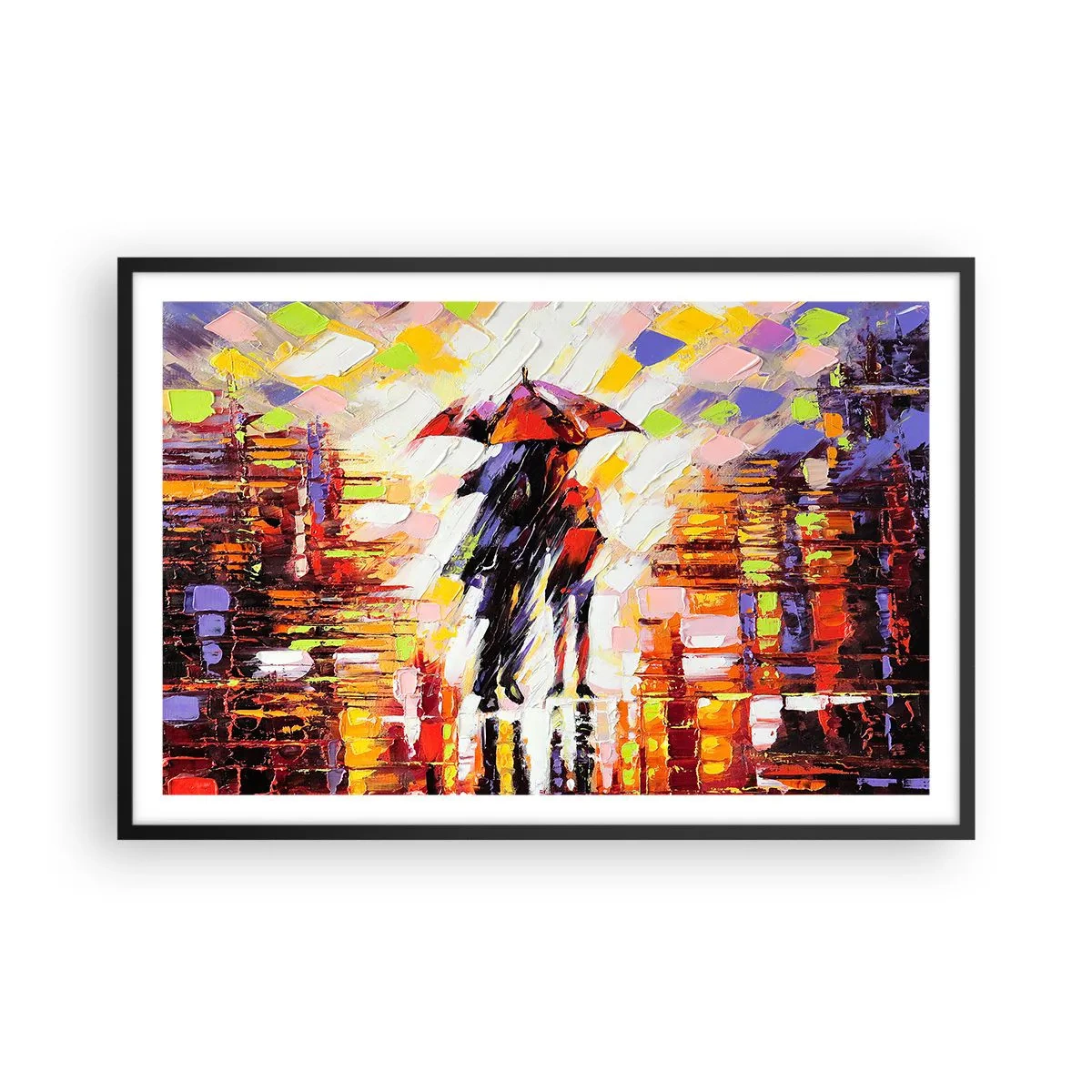 Poster in black frame - Together through Night and Rain - 91x61 cm