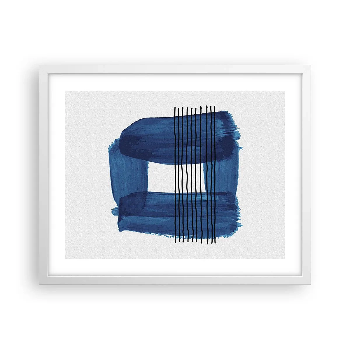 Poster in white frmae - Blue and Black Composition - 50x40 cm