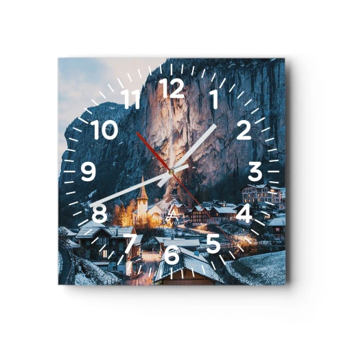 Wall clock - Clock on glass - Sparkling Winter Spirit - 40x40 cm