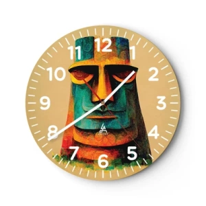 Wall clock - Clock on glass - Statuesque but Friendly - 40x40 cm