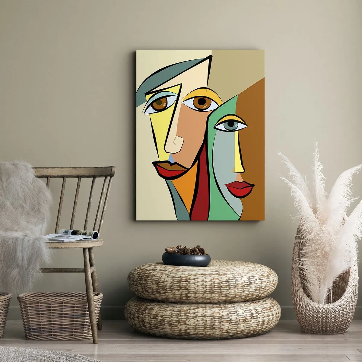Canvas picture - Cubist Couple - 45x80 cm
