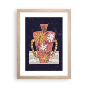 Poster in light oak frame - Painted Vase - 30x40 cm