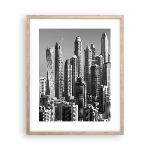 Poster in light oak frame - City over a Desert - 40x50 cm
