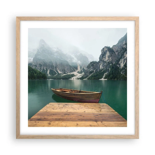 Poster in light oak frame - Boat Found Solitude - 50x50 cm