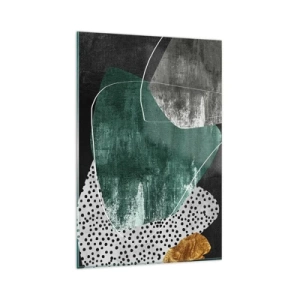 Glass picture - Colourful Abstract with a Golden Petal - 80x120 cm