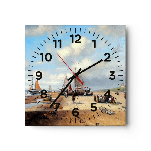 Wall clock - Clock on glass - After a Successful Catch - 40x40 cm