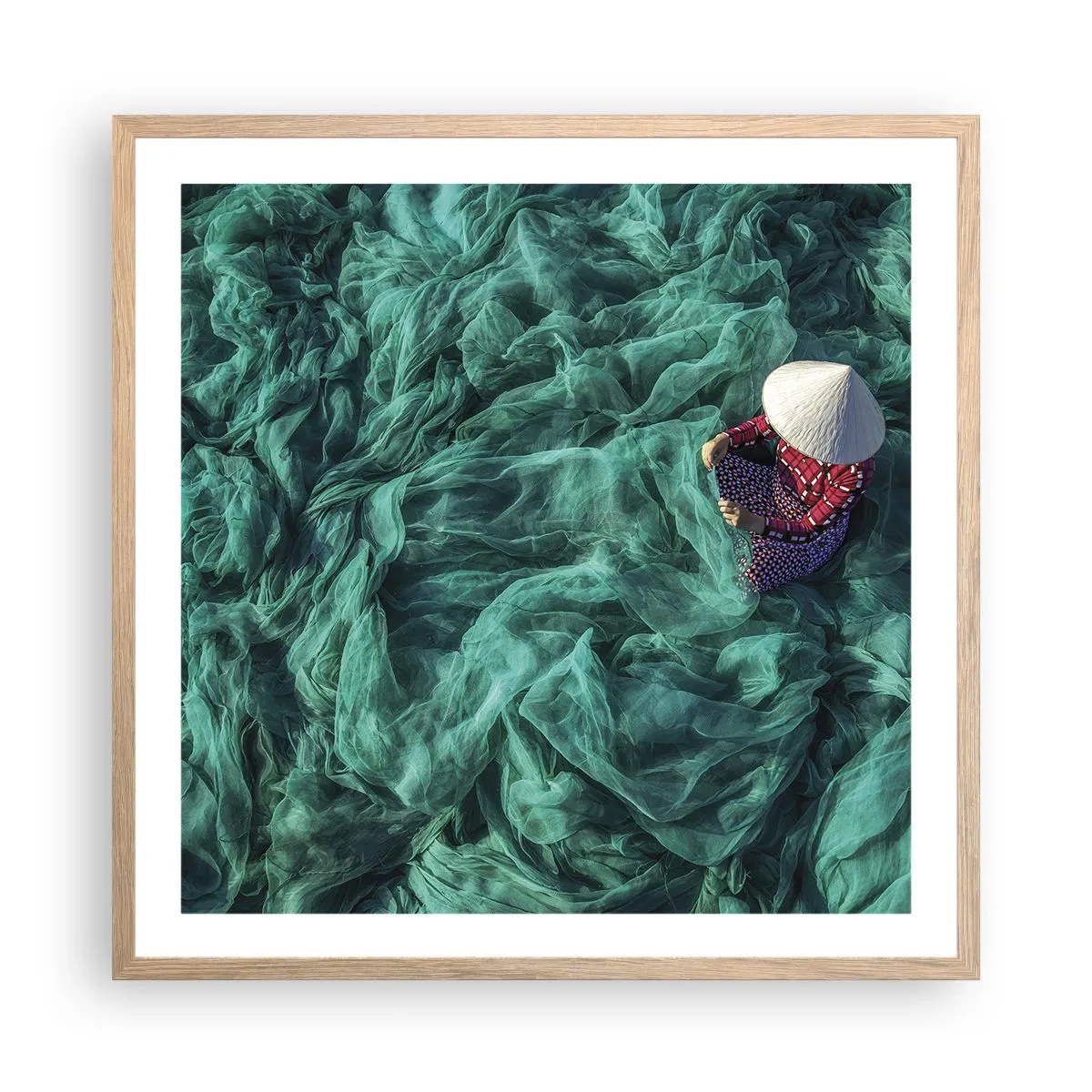 Poster in light oak frame - In the Sea of Nets - 60x60 cm