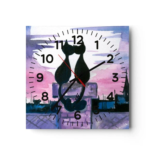 Wall clock - Clock on glass - Rendezvous under the Moon - 40x40 cm