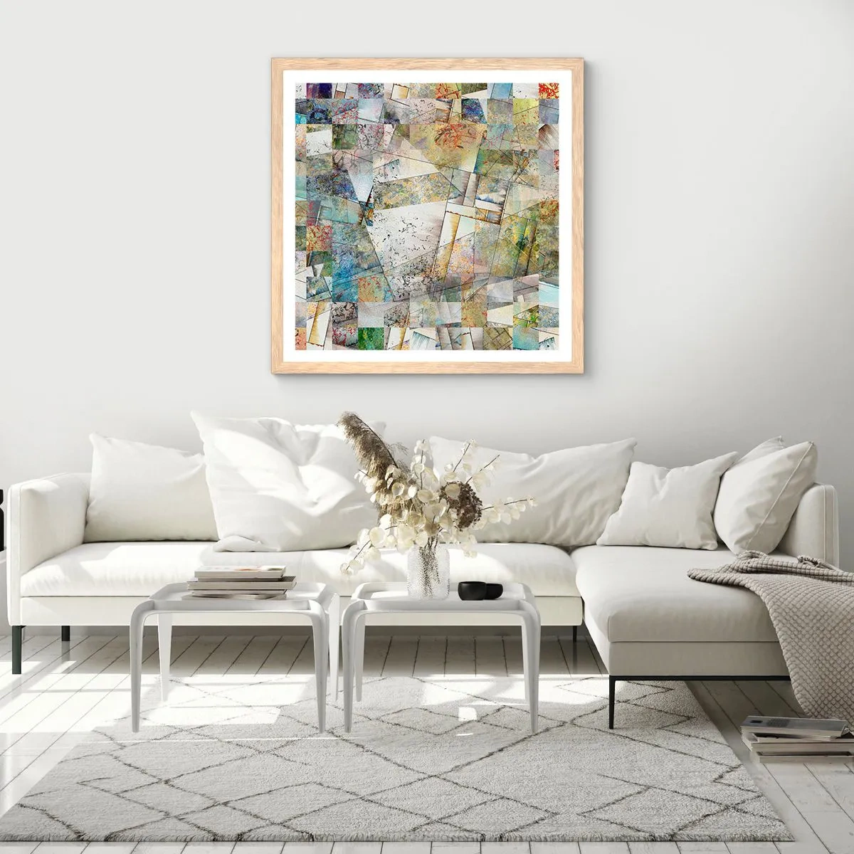 Poster in light oak frame - Geometric Reshuffling - 60x60 cm