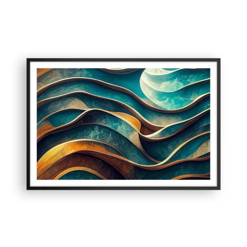 Poster in black frame - Meanderings of Blue - 91x61 cm