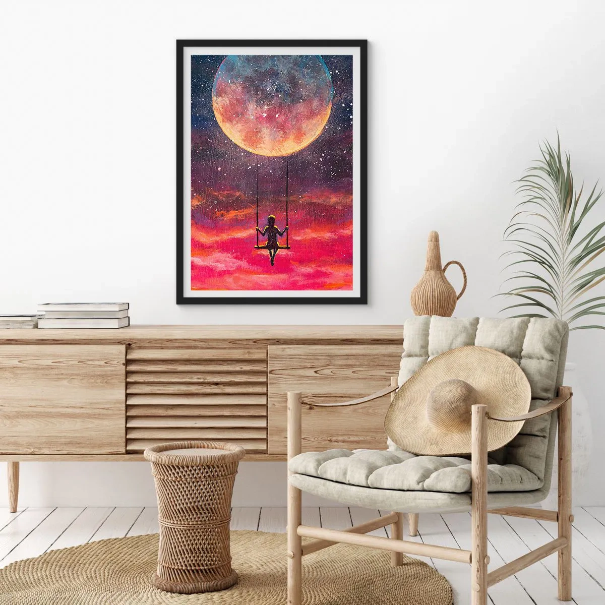 Poster in black frame - Swinging in the Clouds - 70x100 cm