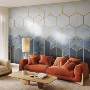 Photo Wallpaper Premium Sand - Composition in Syncopated Rhythm - Abstraction, Piece, Hexagon - 350x256 cm