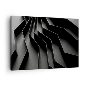 Canvas picture - Black and white abstraction with geometric structures - 70x50cm - Spacial Order - Modern wall decoration for the living room and bedroom ARTTOR