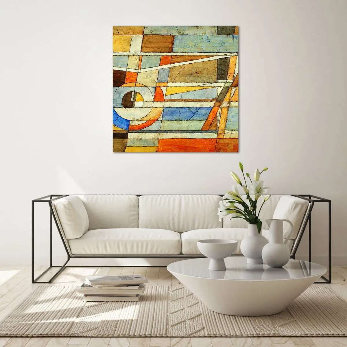 Glass picture - Cubism on a Construction Site - 30x30 cm