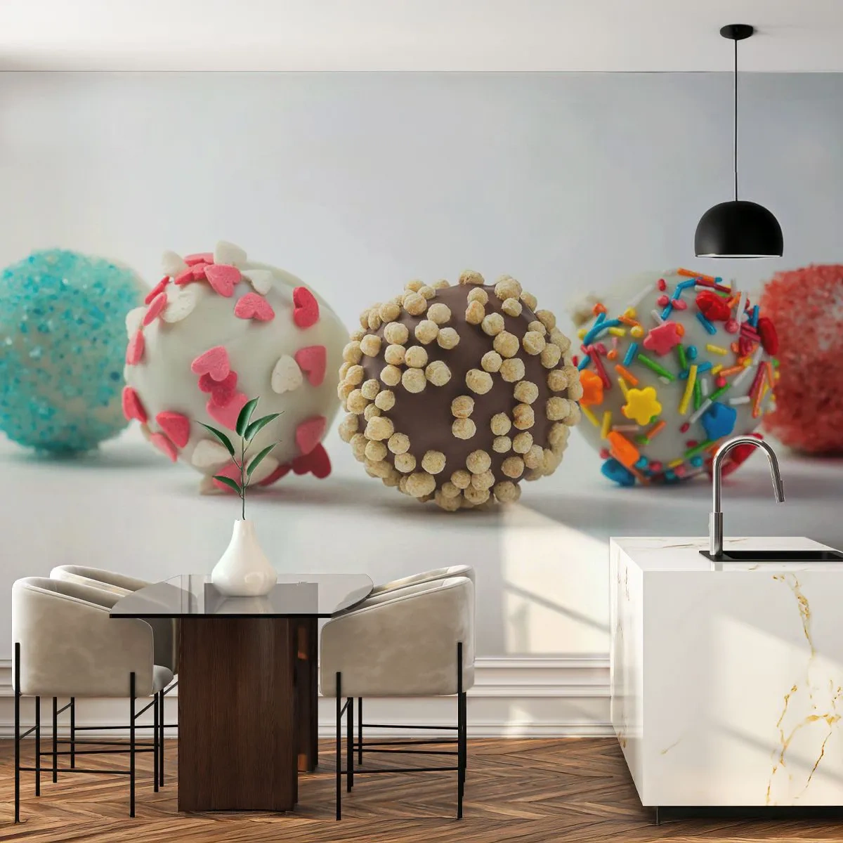 Photo Wallpaper Premium Sand - Life Can Be Sweet - Sweets, Candies, Colorful Lollipops - 100x70 cm