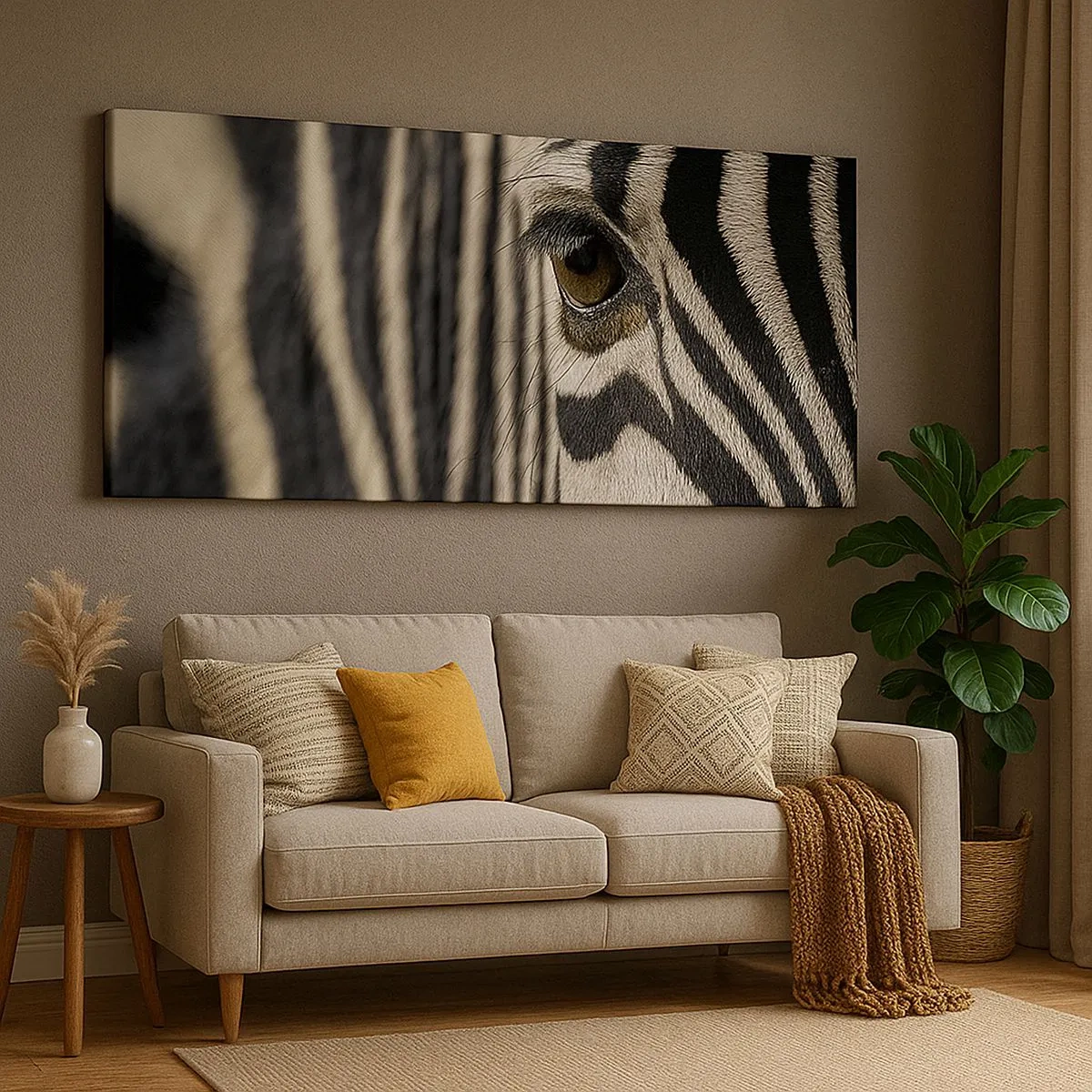 Canvas picture - Striped Portrait - 100x40 cm