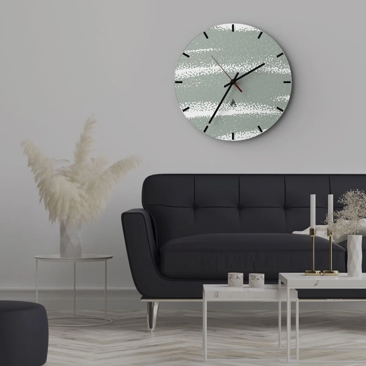 Wall clock - Clock on glass - Abstrcat in Winter Climate - 40x40 cm